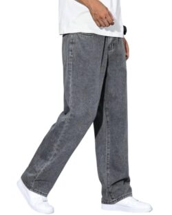Men Straight Fit Mid Rise Grey Jeans