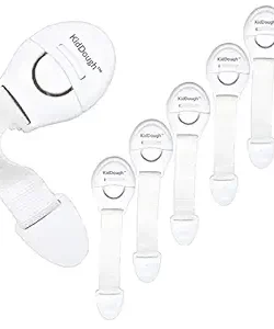Furniture Safety Locks for Kids - Pack of 6 White Locks, Child Safety Locks for Drawers, Cabinets, Fridge, Cupboard Lock, Baby Proofing Product, Strong and Adhesive Safety Locks