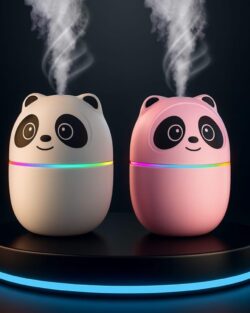 Panda Cool Mist Humidifier & Essential Oil Aroma Diffuser – Ultrasonic Quiet Air Humidifier for Room, Office, Car & Baby | Portable Moisture & Relaxing Night Light for Home (Panda) Multicolor