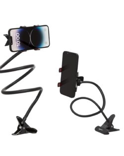 Amazon Basics Tabletop Stand for Mobile, Tablet and E-Reader, Clip Mount, Multi-Angle, Foldable, Lazy Bracket, Universal Compatibility