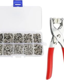 Premium Snap Buttons Kit – 100 Sets 9.5mm Metal Fasteners in 10 Colors with Hand Pliers Tool, Five-Claw Copper Buckles for Sewing, DIY Crafts, Baby Clothes, Hats, Bibs