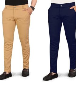 Men's Lycrablend Soild Slim Fit Casual Trouser Pant