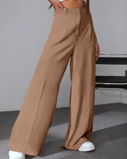 GRECIILOOKS Women High Rise High Waist Trousers Flared Korean Style Formal Pants| Elegant Workwear for Office, College & Events (Available in Plus Size
