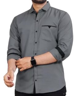 Solid Soft Touch Cotton Casual Shirt with Pocket Design with Spread Collar & Full Sleeves