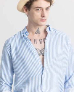 Men Slim Fit Checkered Mandarin Collar Casual Shirt