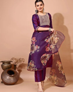 Women Art Silk Kurti Pant Dupatta Set