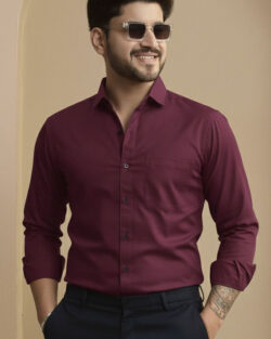 Men Slim Fit Solid Spread Collar Formal Shirt