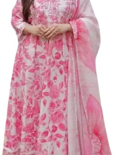 Moneyfeb Women Viscose Rayon Kurta Pant Dupatta Set