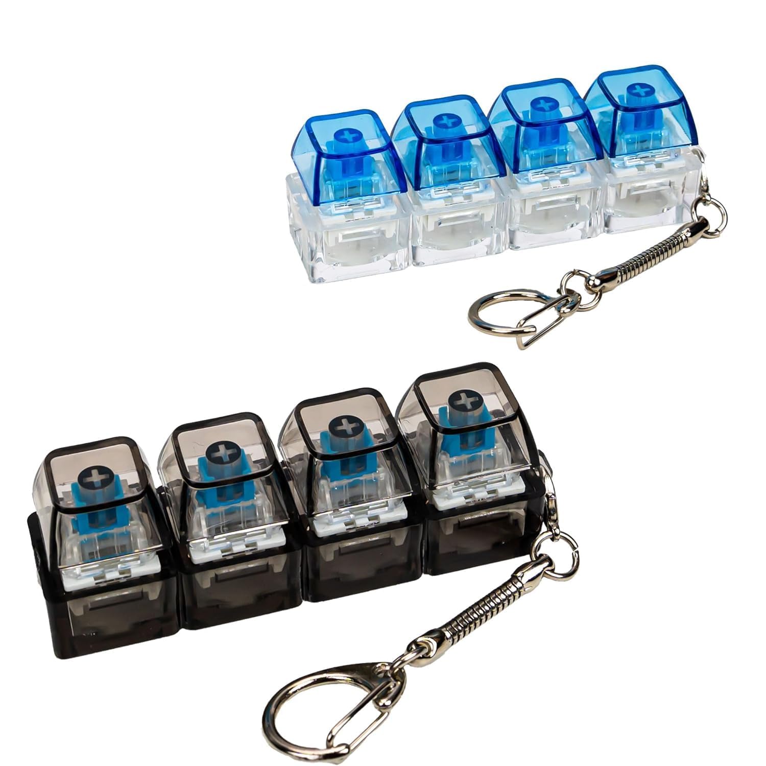 4in1 Keyboard Fidget Toy | LED Bass & Loud Clicker Stress Relief Keychain | Detachable Mechanical Switches, ASMR Sound, Anxiety Reliever Gadget | Office Desk Toy (AnyColor, Pack...
