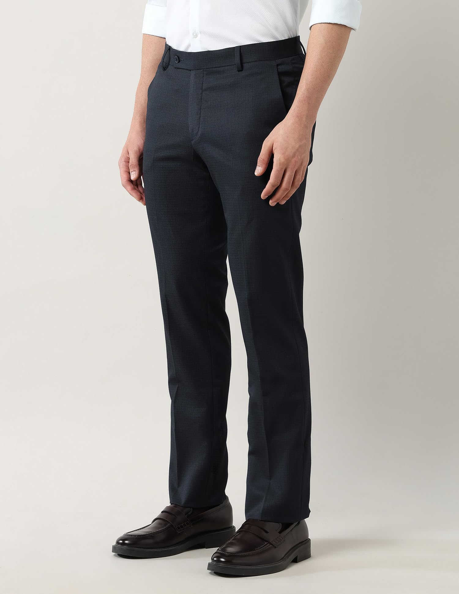 Arrow Men's Tailored Fit Checked Trousers Beige - Image 5