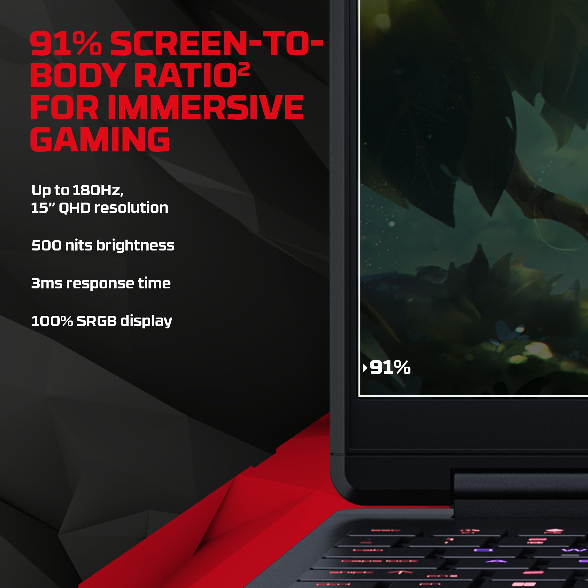 HP HyperX OMEN 15, AMD Ryzen 7 260, 8GB-RTX 5050, 24GB DDR5 (Upgradeable), 1TB SSD, 180Hz, 2.5K, 500 nits, 3ms resp time, 15.3''/38.9cm, Win11, Office24, Black, 2.42kg, gb0038AX, RGB, AI Gaming Laptop - Image 8