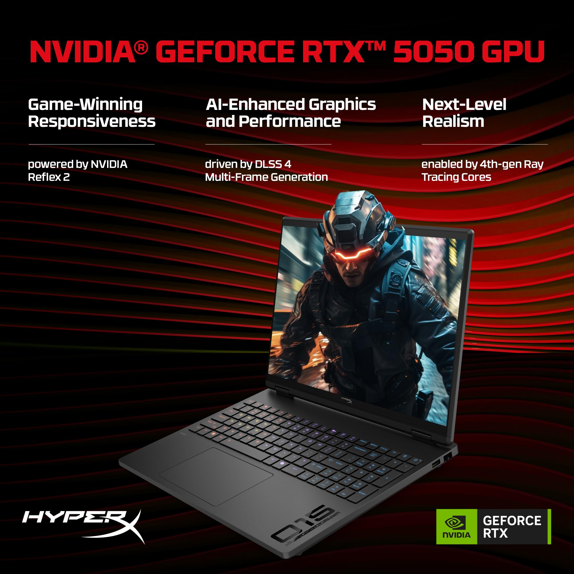 HP HyperX OMEN 15, AMD Ryzen 7 260, 8GB-RTX 5050, 24GB DDR5 (Upgradeable), 1TB SSD, 180Hz, 2.5K, 500 nits, 3ms resp time, 15.3''/38.9cm, Win11, Office24, Black, 2.42kg, gb0038AX, RGB, AI Gaming Laptop - Image 7