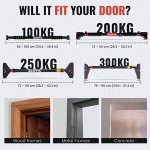 Slovic Pull up Bar for Home Kids [100 KG] | No Screw Pull Up Bar Wall Mounted with Anti-Skid Grip | Pull-ups Bar for Homes Workout | Gym Equipment for Home Workout (Length 62 to 100 CM)