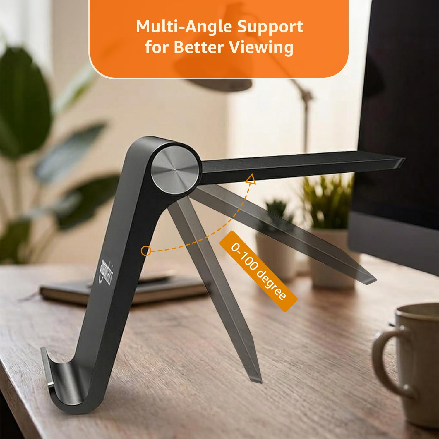 amazon basics Multi Angle Desktop Foldable Stand Tablet/Mobile Stand Holder for iPhone, Android, Samsung, OnePlus, Xiaomi, Smartphones. Portable, for Your Bed,Home, Office, Home...