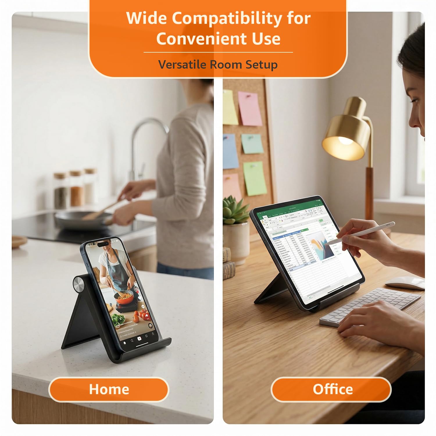 amazon basics Multi Angle Desktop Foldable Stand Tablet/Mobile Stand Holder for iPhone, Android, Samsung, OnePlus, Xiaomi, Smartphones. Portable, for Your Bed,Home, Office, Home...