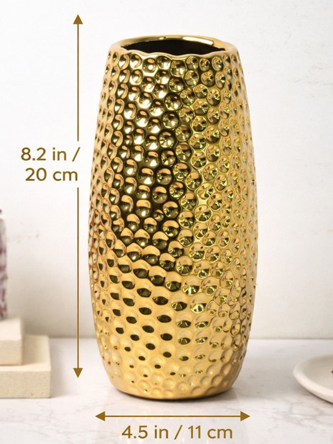 Art Street Elegant Gold Textured Ceramic for Home Decor Flower Vase
