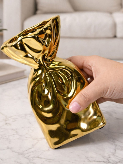 Art Street Modern Sculptural Gold Ceramic for Home Decor Flower Vase