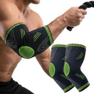 BIONFIT Elbow Support Sleeve Pair for Men & Women | Compression Elbow Brace for Gym, Weightlifting, Tennis & Pain Relief | Breathable Anti-Slip Elbow Support