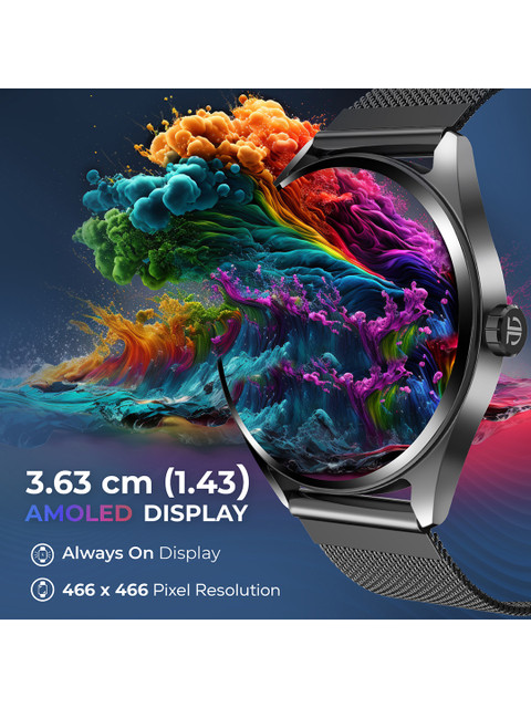 Crest 1.43 AMOLED AOD Working Crown BT & SOS Calling Health Suite IP68 Smart Watch