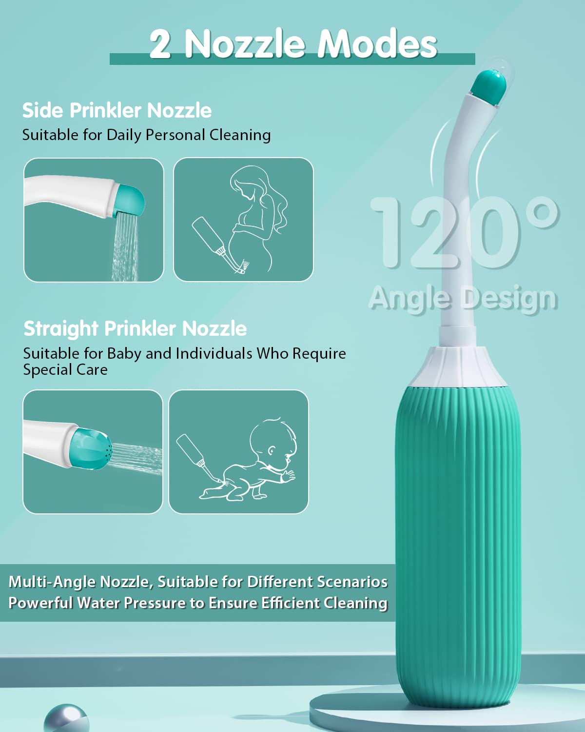 ELECTOMANIA ® 500ML Plastic Retractable Handheld Bidet Portable of Antislip, Bidet Angled Nozzle Spray with Travel Bag (Green)