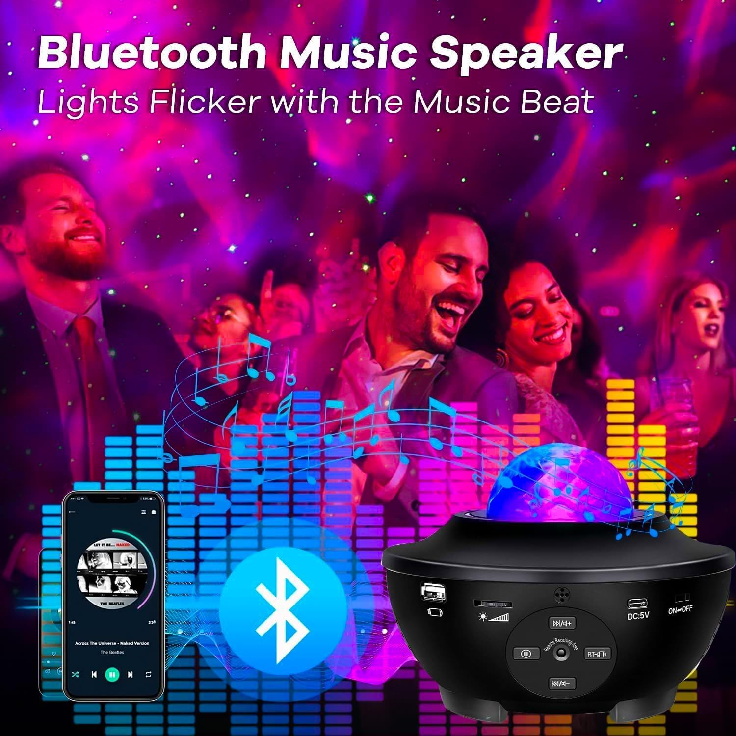 Galaxy Star Projector Night Lamp for Bedroom | Astronaut Space Projector Night Light for Kids | with Bluetooth Music Speaker & Remote (No Battery Required)