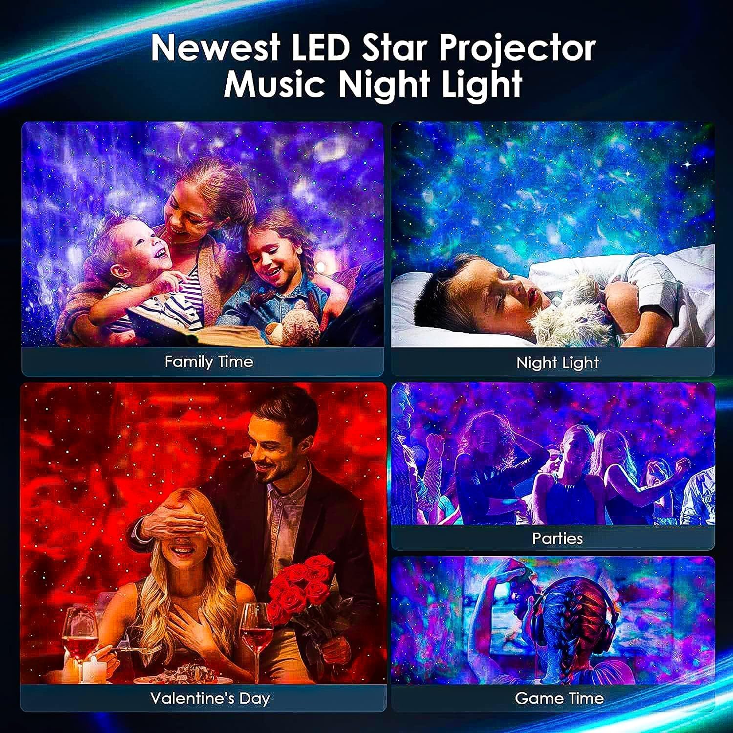 Galaxy Star Projector Night Lamp for Bedroom | Astronaut Space Projector Night Light for Kids | with Bluetooth Music Speaker & Remote (No Battery Required)