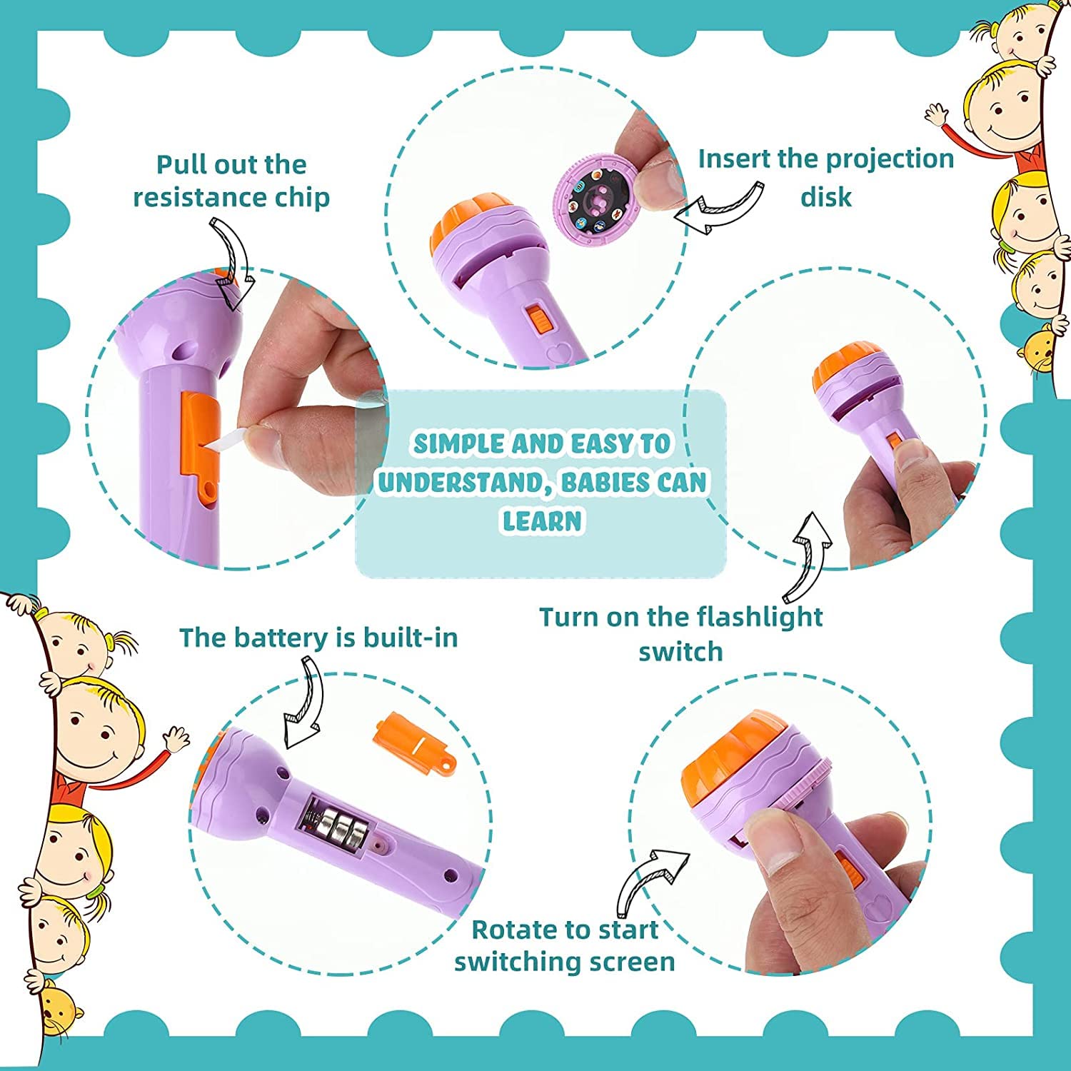 Graphene Bedtime Fun Kids Slide Projector Torch, Premium ABS Materials, Easy-to-Use Interchangeable Slides, Versatile Flashlight for Nighttime Safety, The Perfect Sleep...