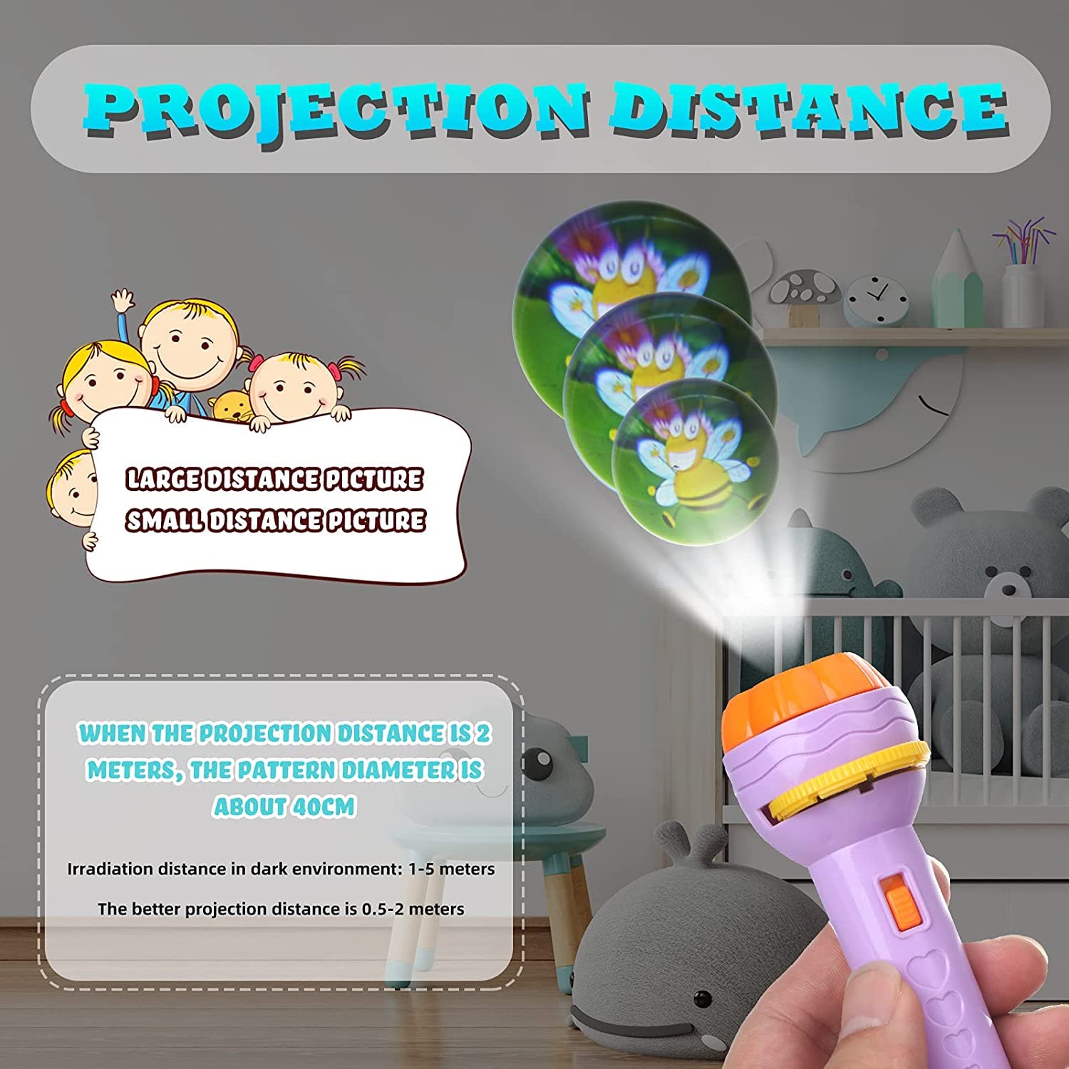 Graphene Bedtime Fun Kids Slide Projector Torch, Premium ABS Materials, Easy-to-Use Interchangeable Slides, Versatile Flashlight for Nighttime Safety, The Perfect Sleep...