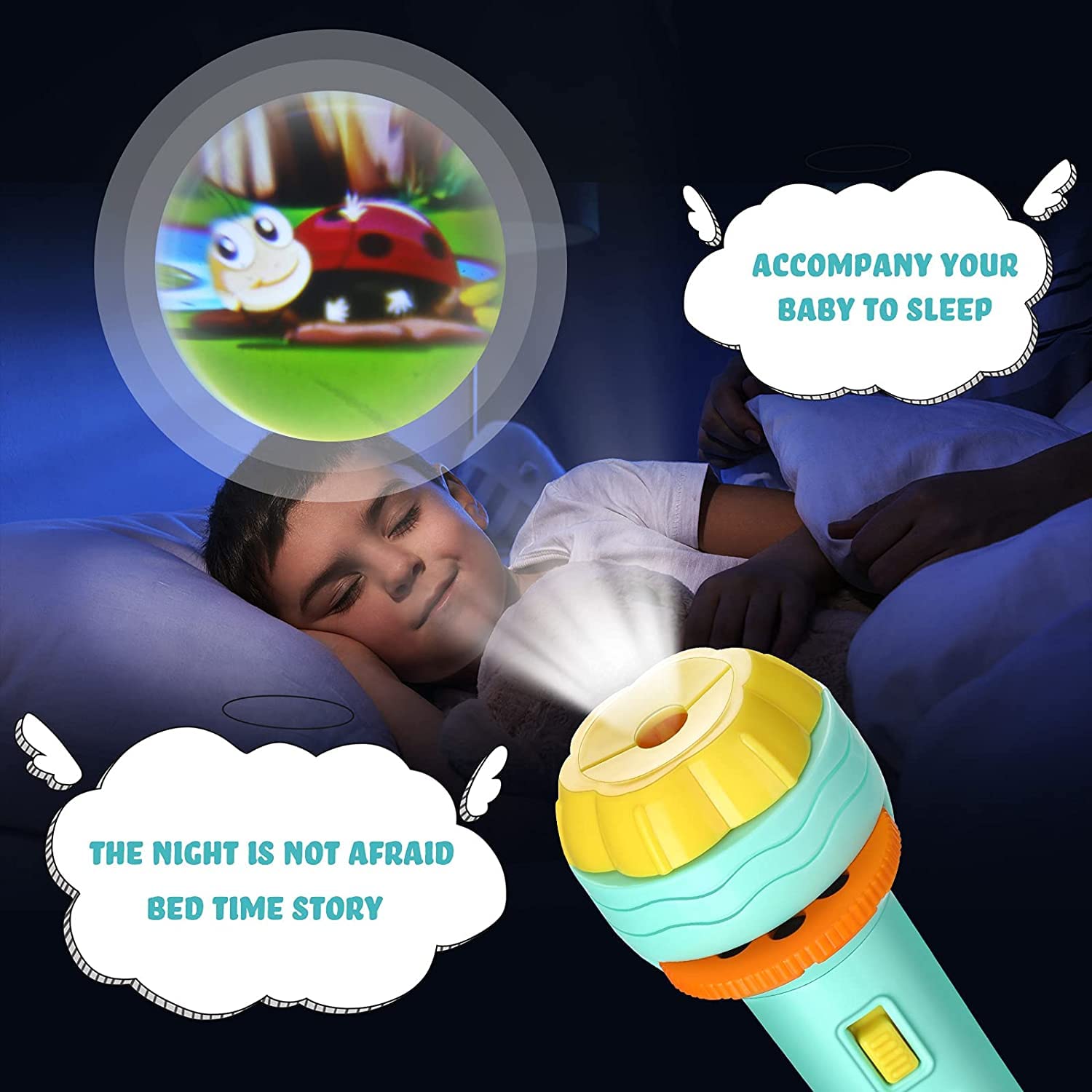 Graphene Bedtime Fun Kids Slide Projector Torch, Premium ABS Materials, Easy-to-Use Interchangeable Slides, Versatile Flashlight for Nighttime Safety, The Perfect Sleep...