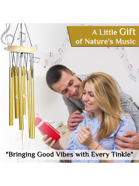 HINDCRAFT Gold Toned Wind Chime for Home Decor