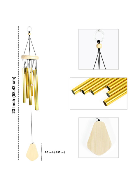HINDCRAFT Gold Toned Wind Chime for Home Decor