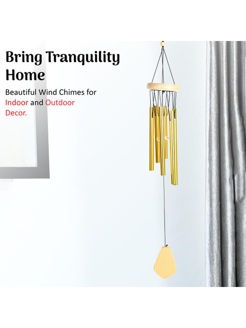 HINDCRAFT Gold Toned Wind Chime for Home Decor