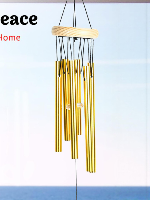 HINDCRAFT Gold Toned Wind Chime for Home Decor