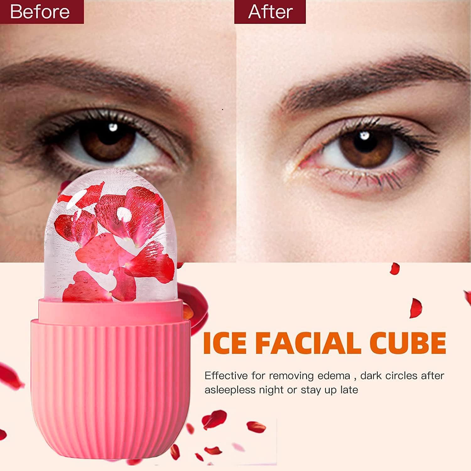 Inovera (Label) Ice Roller For Face Massager | Reusable Ice Holder Tool For Glowing & Clear Skin | Easy To Use And Carry | Cold Massage Therapy For Skin (Pink)