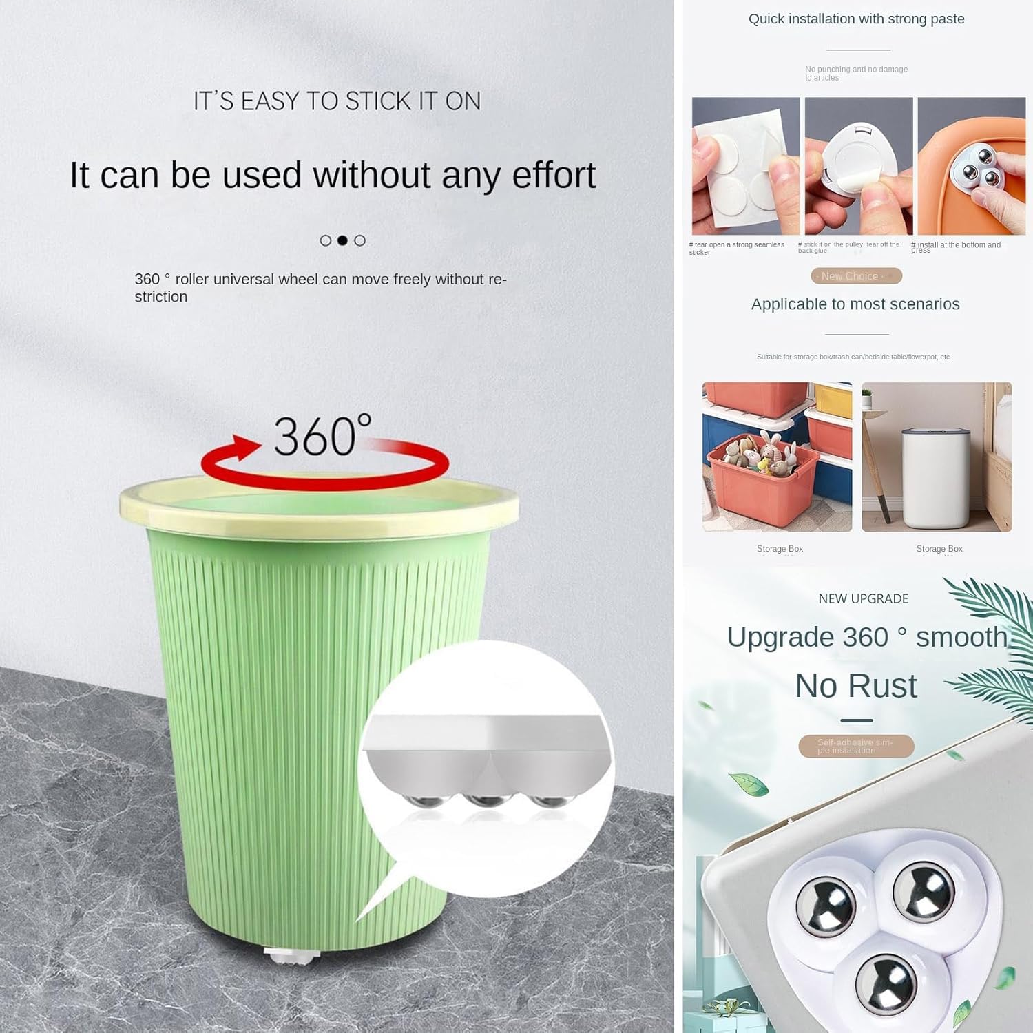 JICOOT 360 Degree Appliance Sliders for Kitchen Appliances, 4 Pack Self Adhesive Mini Universal Caster Wheels, Countertop Small Appliance Rollers Suitable for Coffee Maker, Air...