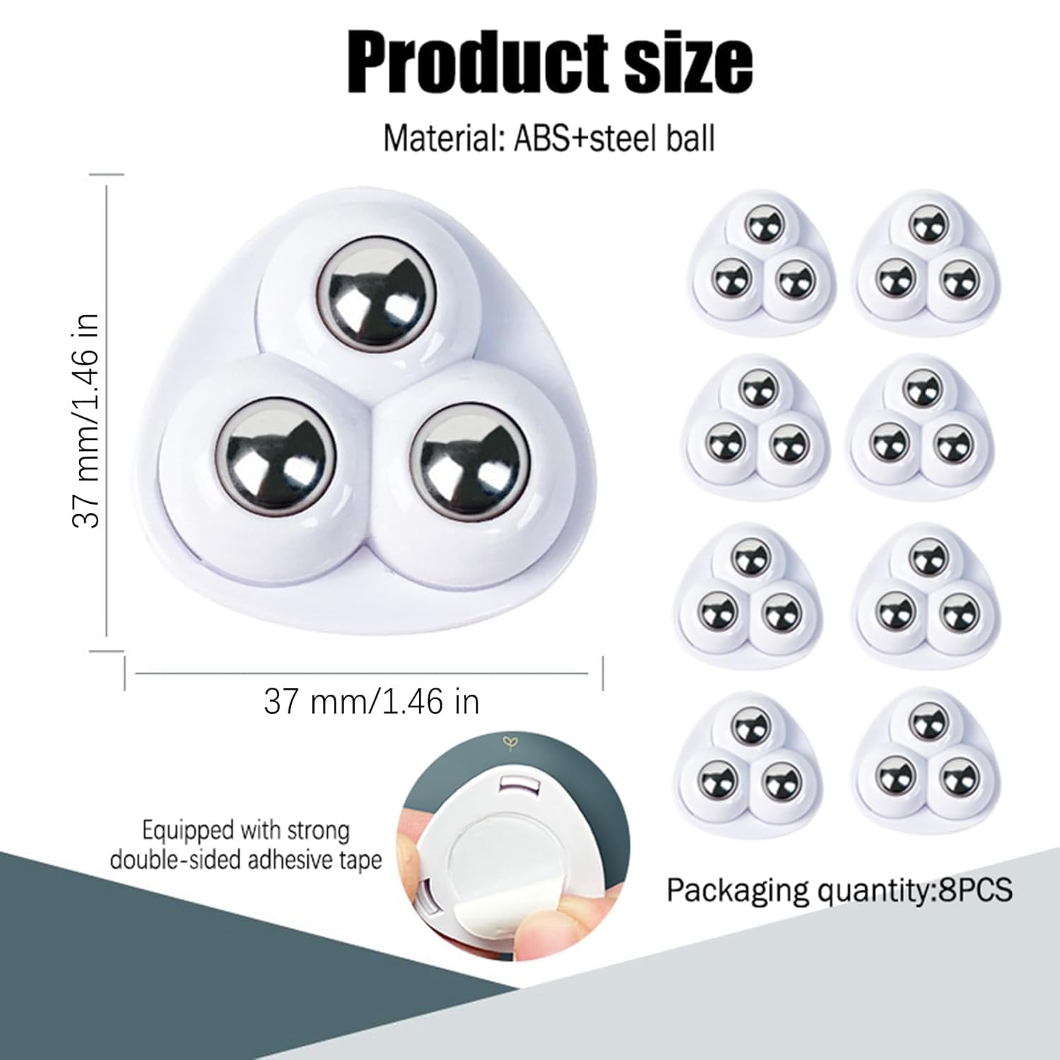 JICOOT 360 Degree Appliance Sliders for Kitchen Appliances, 4 Pack Self Adhesive Mini Universal Caster Wheels, Countertop Small Appliance Rollers Suitable for Coffee Maker, Air...