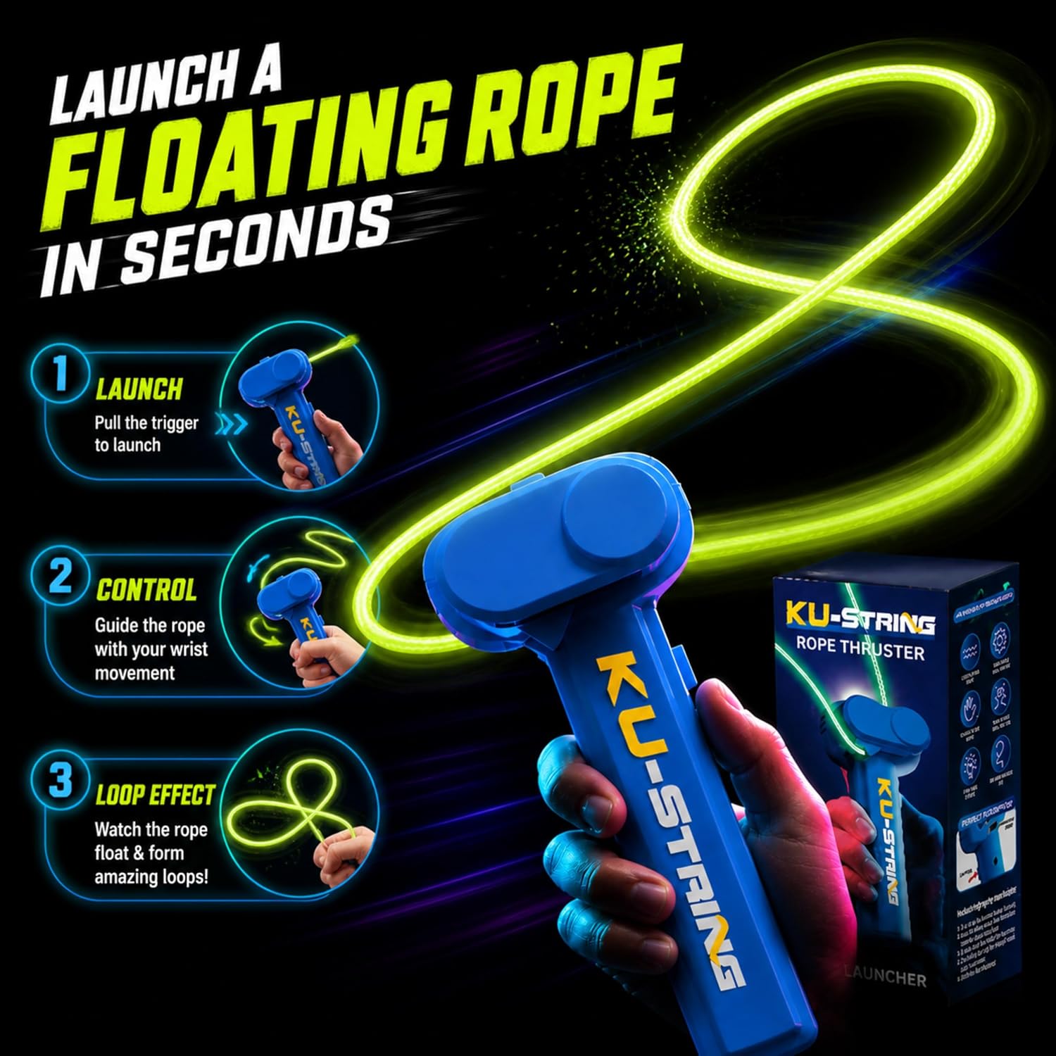 Magic Rope Launcher Toy for Kids & Adults | Floating String Illusion Gun | LED Glow Rope | Physics STEM Fun Toy | Stress Relief Gadget | Gift for Boys & Girls (5+ Years) |...