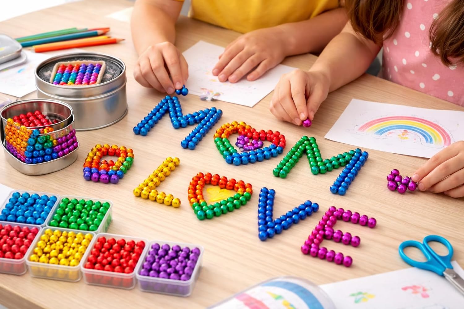 Magnetic Balls New Trending 216 Pcs Ball Toys for Kids - New Trending 6x6 Cube with 6 Colors 5mm Balls with Metal Storage Tin with Rainbow Color Magnetic Pen, Fidget Cool Gadget...