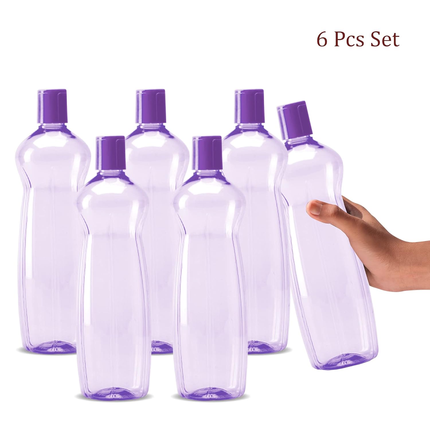 MILTON Pacific 1000 Water Bottle 1 Litre each, set of 6, Purple I PET Food Grade I BPA Free, Leak Proof I Wide Mouth, Easy To Clean I Fridge Bottles for Home, Office, Gym