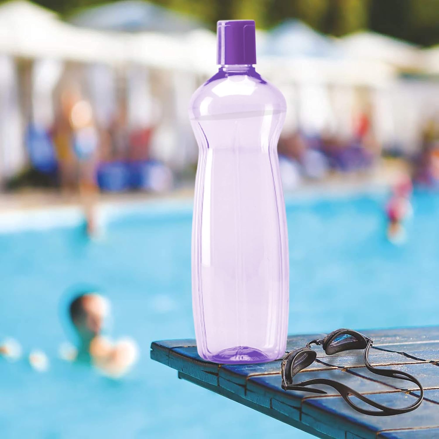 MILTON Pacific 1000 Water Bottle 1 Litre each, set of 6, Purple I PET Food Grade I BPA Free, Leak Proof I Wide Mouth, Easy To Clean I Fridge Bottles for Home, Office, Gym