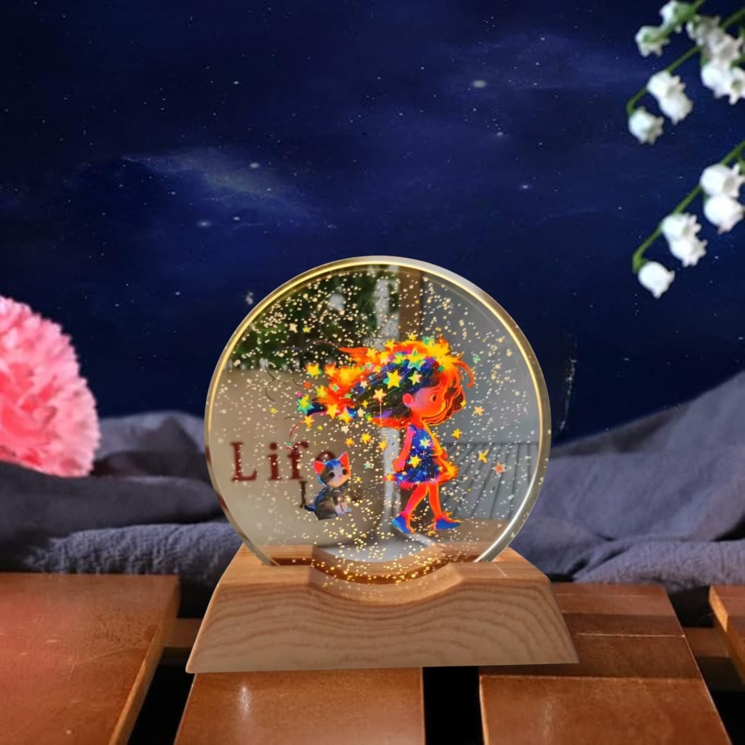 One94Store 3D Acrylic LED Night Light – Warm White & Dream Girl Design with Durable Plastic Base, Decorative Table Lamp for Bedroom, Living Room, Kids Room, Study & Home Décor...