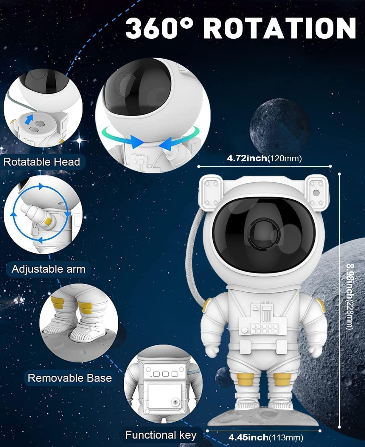 One94Store Astronaut Galaxy Projector Night Light – 360° Rotating Nebula Star Projector with Remote Control, Timer & Adjustable Head – Space Lamp for Kids’ Bedroom, Gifts,...
