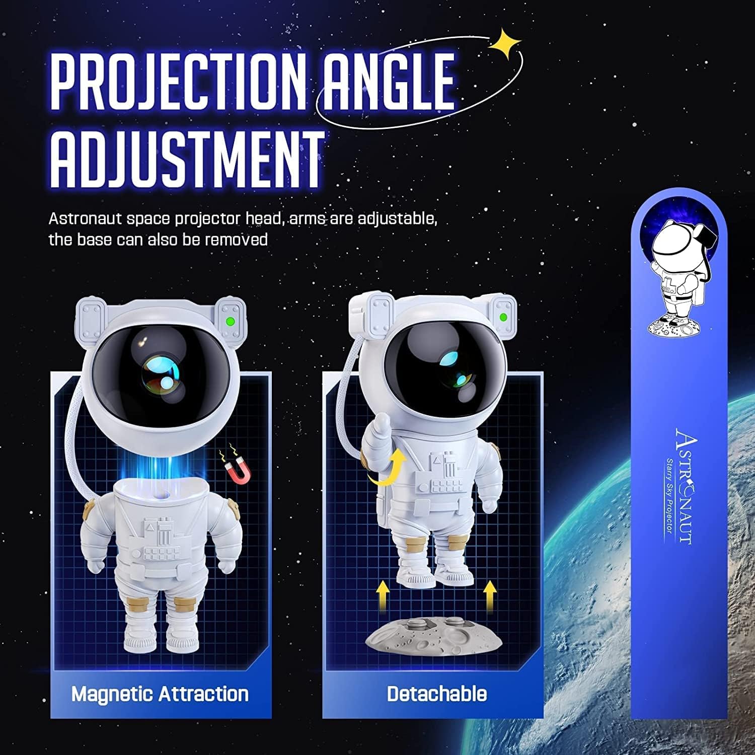 One94Store Astronaut Galaxy Projector Night Light – 360° Rotating Nebula Star Projector with Remote Control, Timer & Adjustable Head – Space Lamp for Kids’ Bedroom, Gifts,...