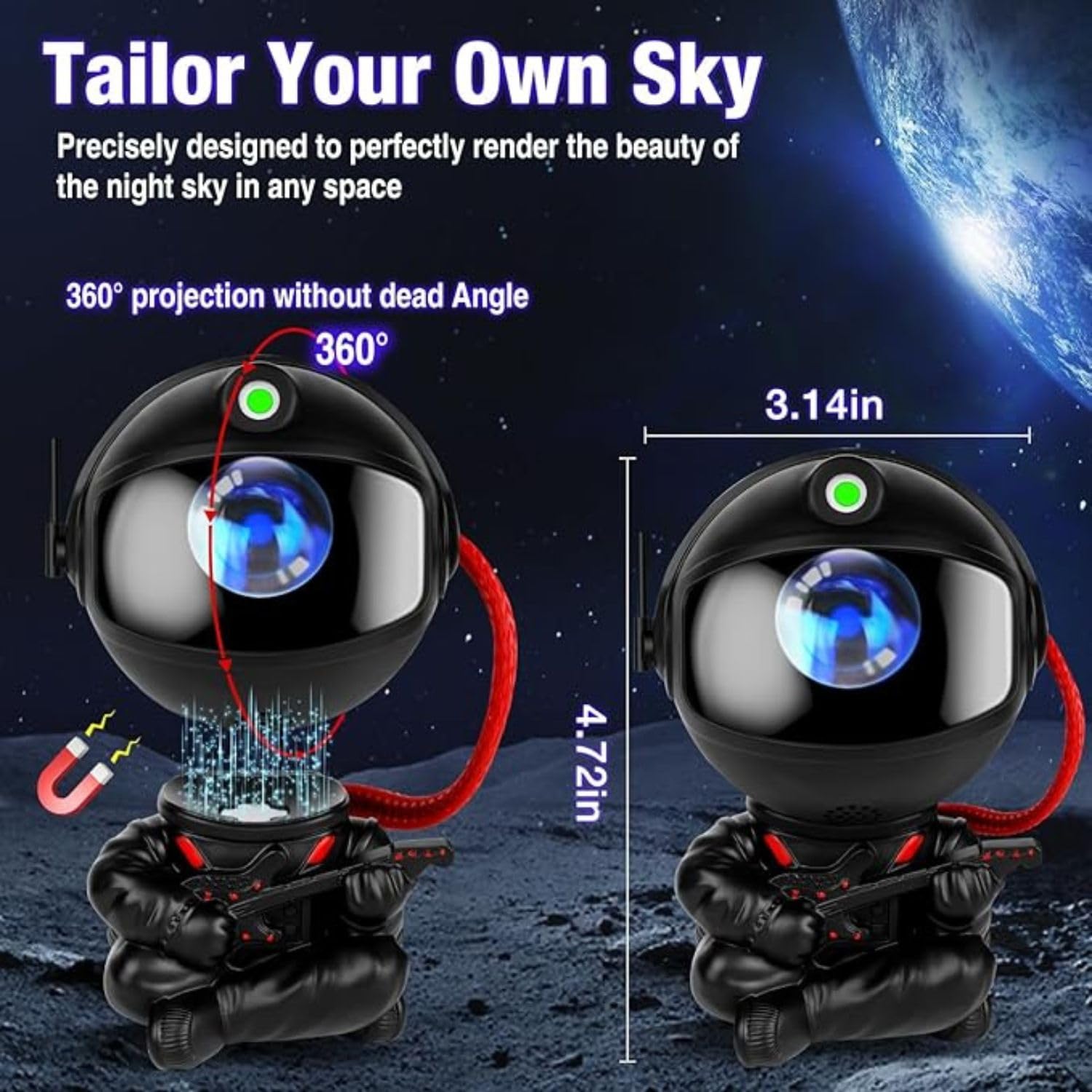 One94Store Astronaut Galaxy Projector Star Night Light – 360° Rotating LED Nebula Lamp with Remote, Timer & Adjustable Head for Kids Room, Bedroom, Home & Party Décor (Guitar...