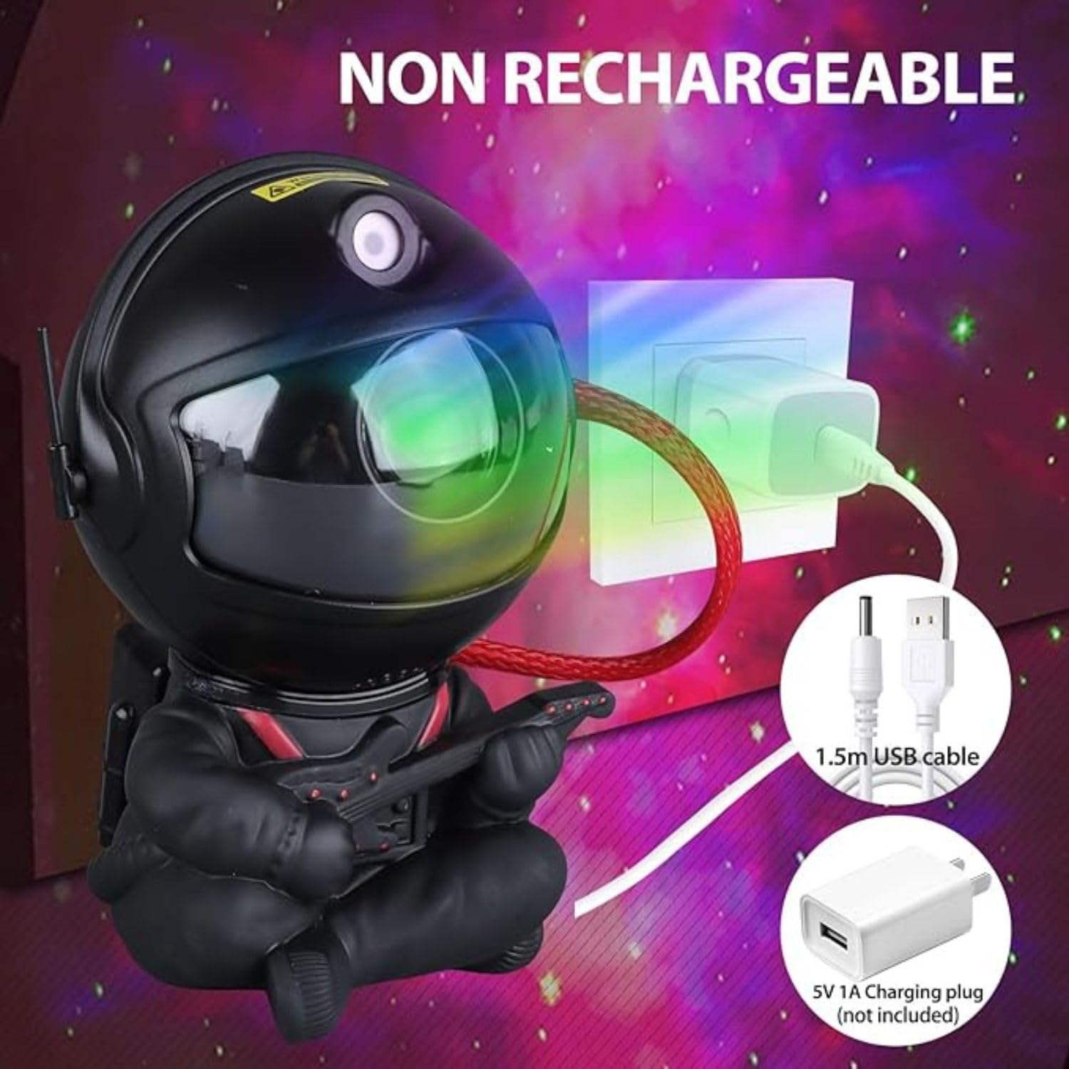 One94Store Astronaut Galaxy Projector Star Night Light – 360° Rotating LED Nebula Lamp with Remote, Timer & Adjustable Head for Kids Room, Bedroom, Home & Party Décor (Guitar...