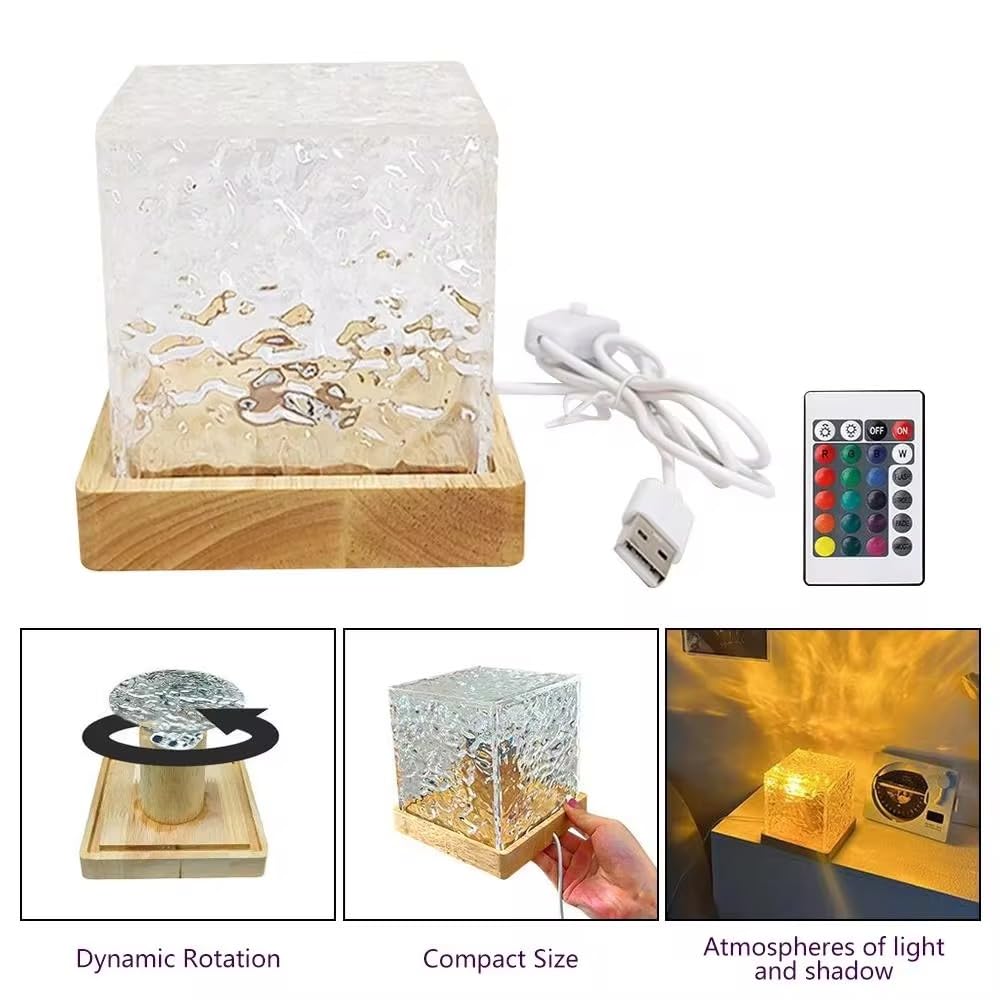 One94Store Romantic Ocean Wave Night Light Projector Lamp – 3D Water Wave LED Projection Lamp with Remote Control for Bedroom, Romantic Decor, Valentine Day Gift, Love Gift for...