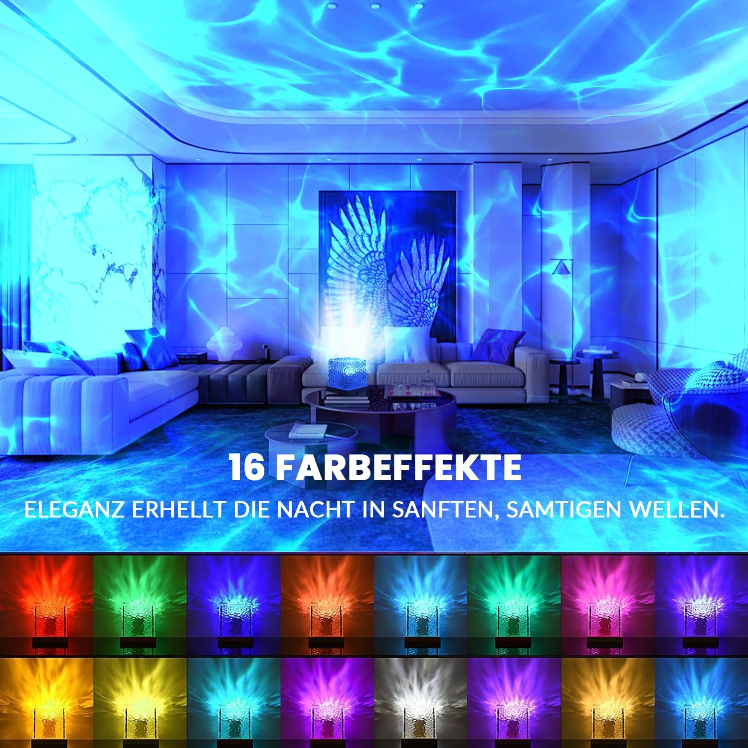 One94Store Romantic Ocean Wave Night Light Projector Lamp – 3D Water Wave LED Projection Lamp with Remote Control for Bedroom, Romantic Decor, Valentine Day Gift, Love Gift for...