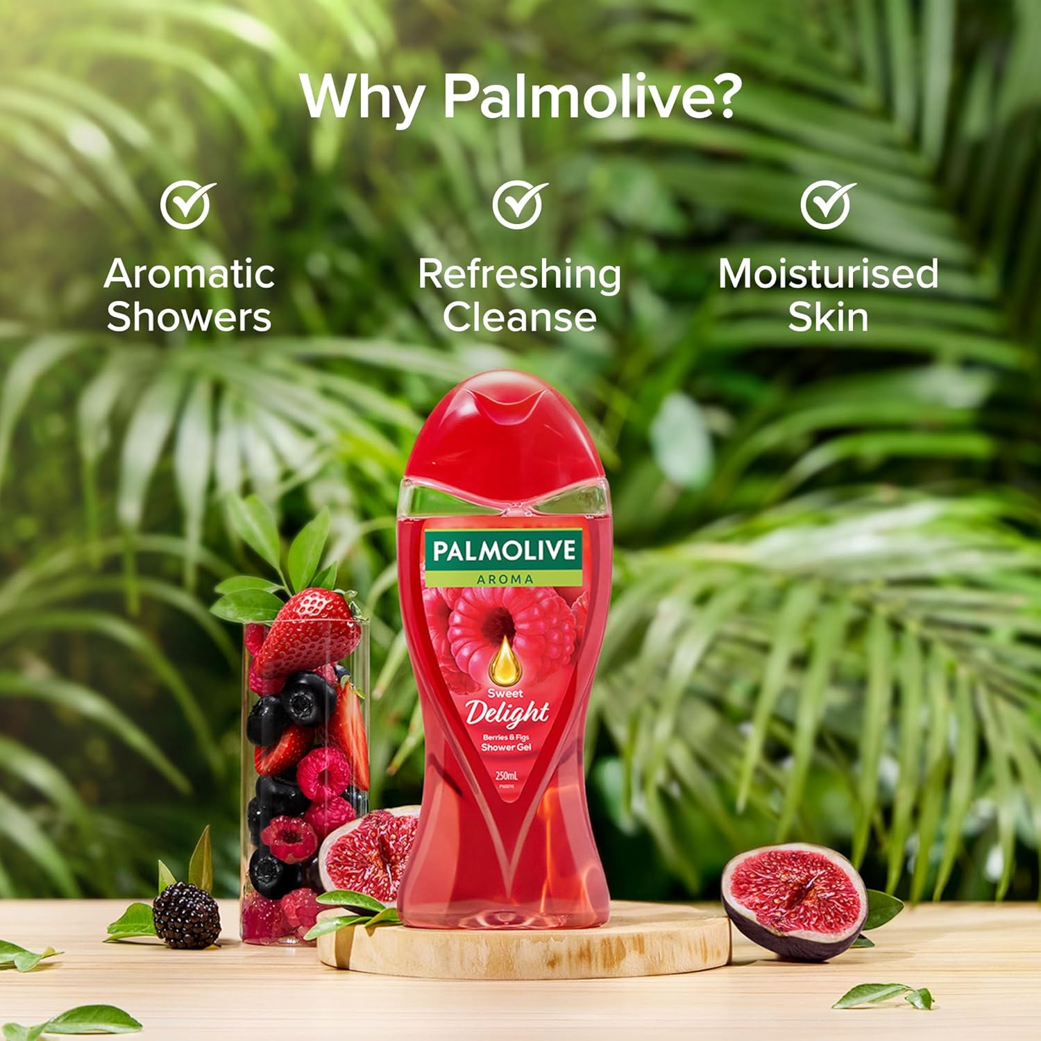 Palmolive Juicy Berries & Figs Aroma Sweet Delight Body Wash | Mood boosting fragrance | Nourishing | For naturally bright skin | No paraben & silicone, pH balanced, Body Wash...