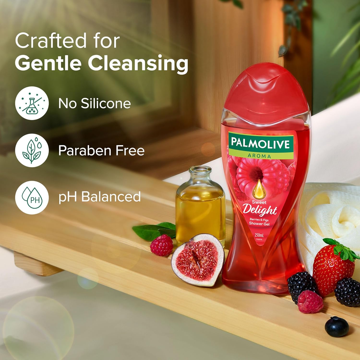 Palmolive Juicy Berries & Figs Aroma Sweet Delight Body Wash | Mood boosting fragrance | Nourishing | For naturally bright skin | No paraben & silicone, pH balanced, Body Wash...