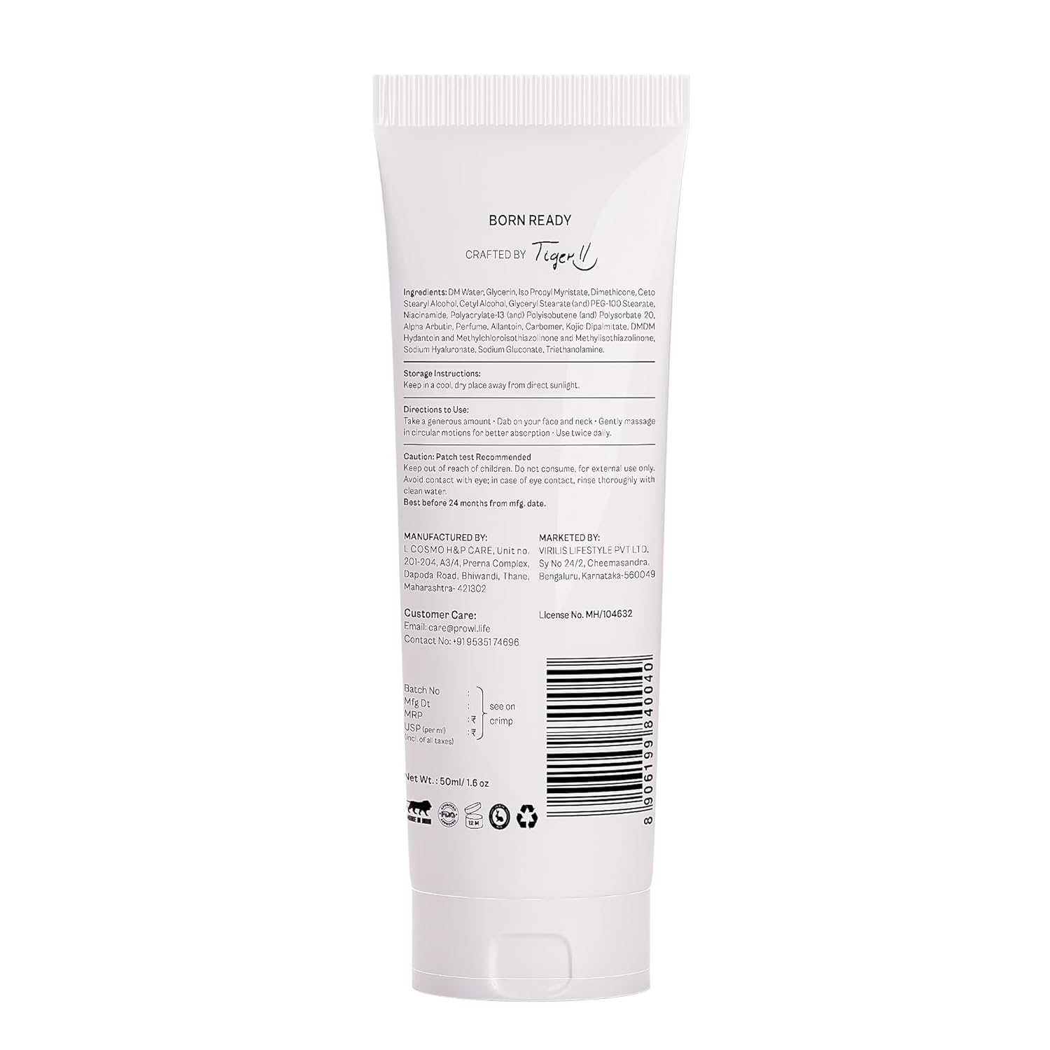 PROWL by Tiger Shroff Face Brightening Moisturizer Cream 5% Kojic Acid, Alpha Arbutin, Niacinamide & Hyaluronic Acid Daily Use Moisturiser For Dry Oily Combination All Skin...